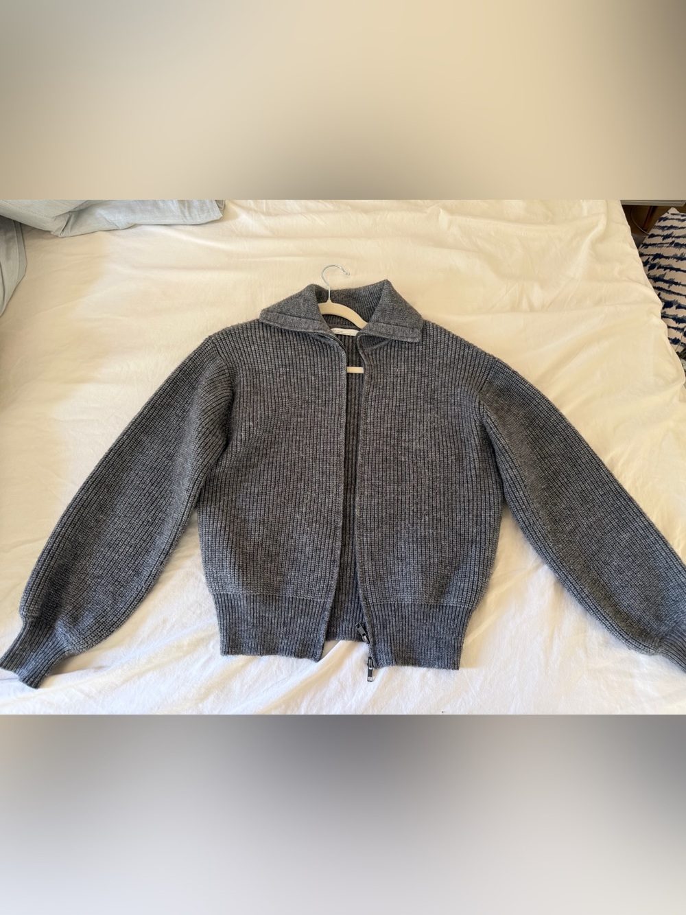 OAK + FORT Charcoal Ribbed Zip Cardigan
